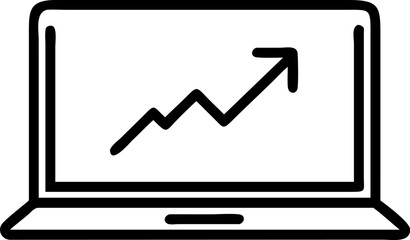 Laptop Displaying a Growing Graph Line for Business Analytics and Data Visualization Presentation on a Modern Device Screen