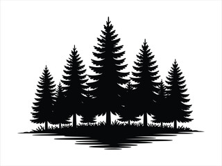 Obraz premium Dense Forest Pine Trees Silhouette: Nature, Wilderness, and Landscape