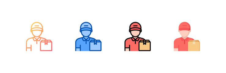 Delivery Man icon set multiple style collection
