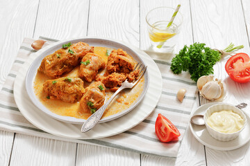 cabbage rolls with quinoa and ground meat filling