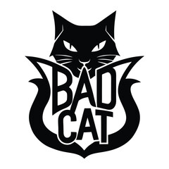bad cat silhouette vector illustration on a white background.