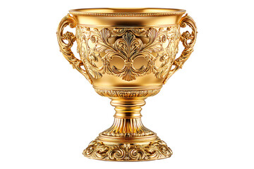 Gold trophy cup isolated on transparent background