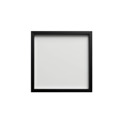 modern black square frame with minimalist design, flat lay style with blank center, on transparent background
