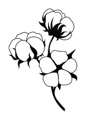 Vector silhouette black flower cotton