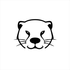 Simple Otter Face Logo, Monochrome Design