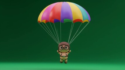 Teddy bear with parachute skydiving in army gear - Powered by Adobe