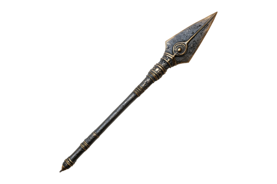 Long spear isolated on transparent background