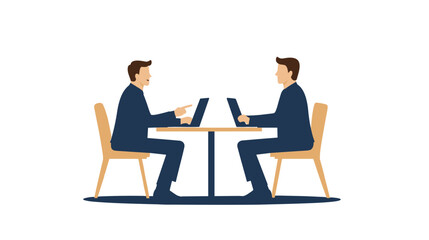 Two businessmen discussing ideas while seated at a table