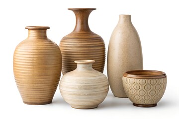 Handmade Clay Pottery Jar on White Background – Isolated Ceramic Vessel