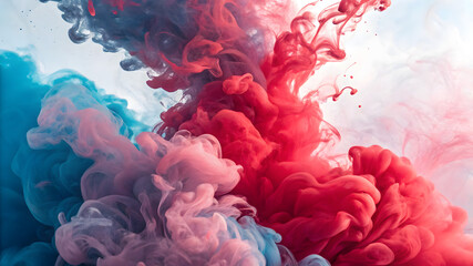 Fototapeta premium A vibrant blend of swirling pink, red, and blue hues in an abstract fluid art composition, perfect for dynamic and creative backgrounds