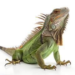Fototapeta premium Macro Iguana on White Background – Full Body 8K Detail