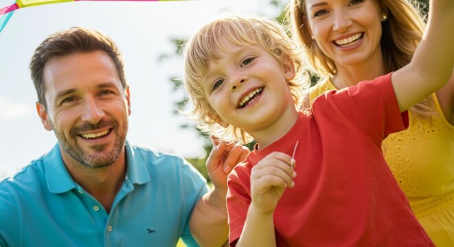 Happy family and senior couple enjoying summer fun outdoors, smiling together with their children