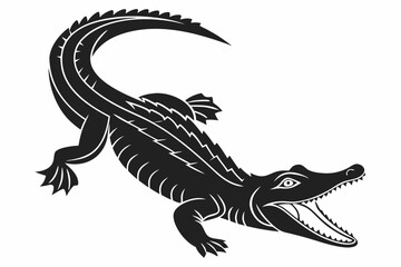 alligator sihouette black vector