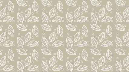 seamless leaves line art patterns in pale white crown color. Simple and clean leaves vector art.
