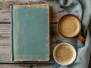 Morning Coffee and Notebook on Wooden Table in Natural Light