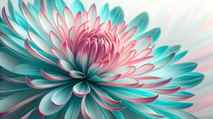 Fototapeta premium Dynamic abstract explosion of teal and pink streaks radiating from a central point resembling a burst of energy or a floral display