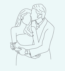 bridal couple. Wedding couple line art 