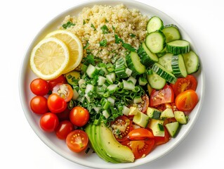 Fresh Quinoa Salad with Tomatoes and Cucumber