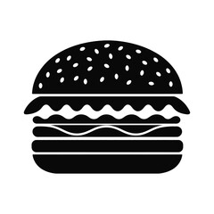 Classic Black silhouette Hamburger Icon: Fast Food, Delicious Meal