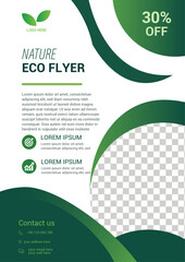 Eco Nature Flyer Template with Green Abstract Design and Discount Offer