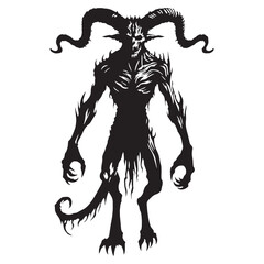 Classic Evil Demon vector - demon silhouette - demon vector - silhouette of demon - Demon illustration - ancient fiend art
