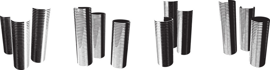 stack of coins vector silhouette