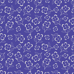 Summer abstract tropical floral seamless pattern ink drawing. Black hand drawn flowers and leaves with dotted texture. Vector hawaii repeat background, wallpaper, print. Modern illustration.
