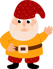 Cartoon Illustration of a Gnome Waving