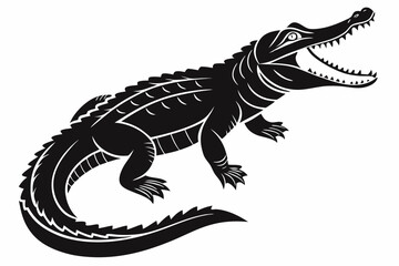 caiman sihouette black vector