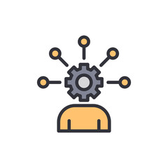 Humanoid Figure With Cogwheel Symbolizing Cognitive Processing And Connections