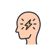 Human Head Silhouette With Lightning Bolt Symbolizing Creative Power