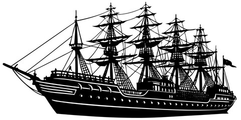 sailing ship isolated on white