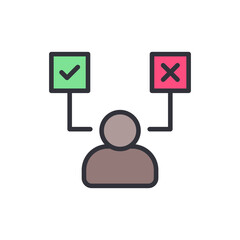 Decision Making Process Shown By Person With Check And Cross Marks