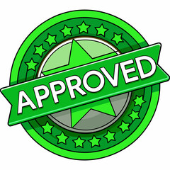 Green Approved Badge Vector Icon