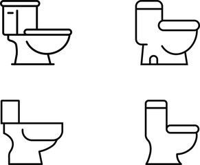 Minimalist Line Art Illustration of Four Distinct Toilet Designs in Grid Layout