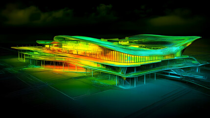 Vibrant Architectural Visualization of a Modern Building Design Concept