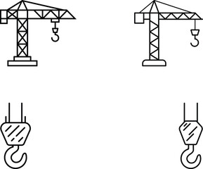 Minimalist Line Art Grid of Construction Cranes for Industrial Design Applications