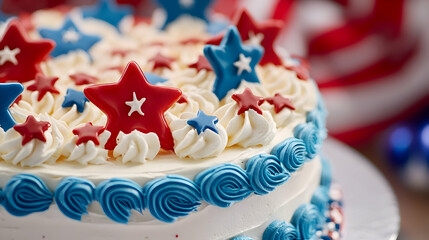 Patriotic star-spangled cake embodying independence day dessert delight