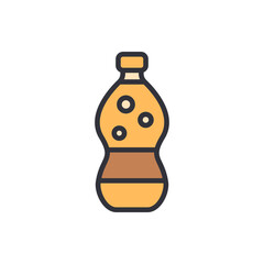 Isolated Graphic Style Bottle With Liquid And Bubbles On Transparent