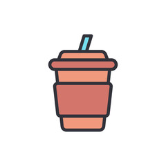 Obraz premium Illustration Of A Reusable Coffee Cup With Lid And Drinking Straw