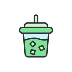 Stylized Icon Of A Refreshing Drink With Ice Cubes And Straw