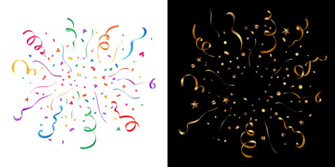 Obraz premium colorful and golden confetti illustration for celebration party