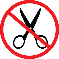No scissors sign. Sharp objects not allowed here. Weapon prohibited symbol. flat style.