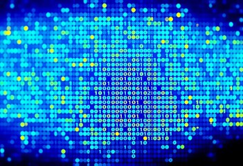 Obraz premium Abstract blue pixel art design, vector binary code visualized as vibrant blue pixels, pixel art, cyber