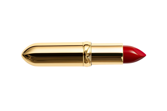 Luxurious gold lipstick, vibrant red shade