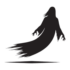 Monochrome Poltergeist disembodied spirit depiction - poltergeist silhouette - poltergeist vector - silhouette of poltergeist - Poltergeist illustration - ethereal entity art
