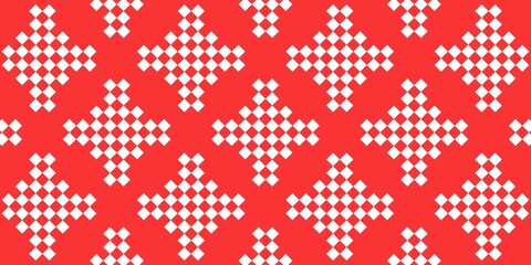 Large Diamond Pixel Motif Pattern on Red Background. Perfect for digital prints, fabric design, or retro graphic projects