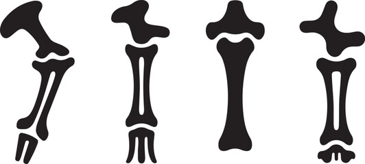 Four Simple Black Silhouettes of Human Leg Bones