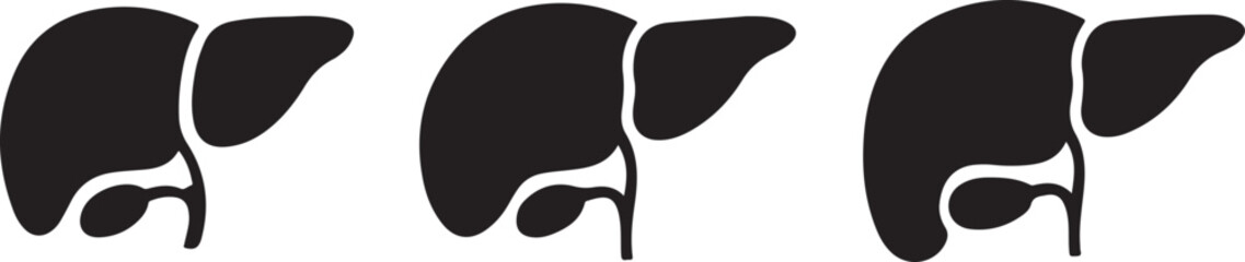 Three Liver Icons Set Human Anatomy Illustration