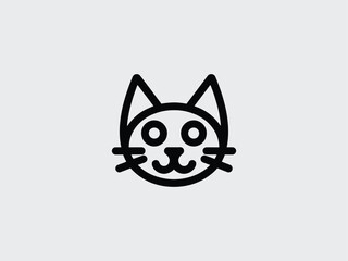 Fototapeta premium Minimalist Cat Head Icon with Line Art Design on Transparent Background